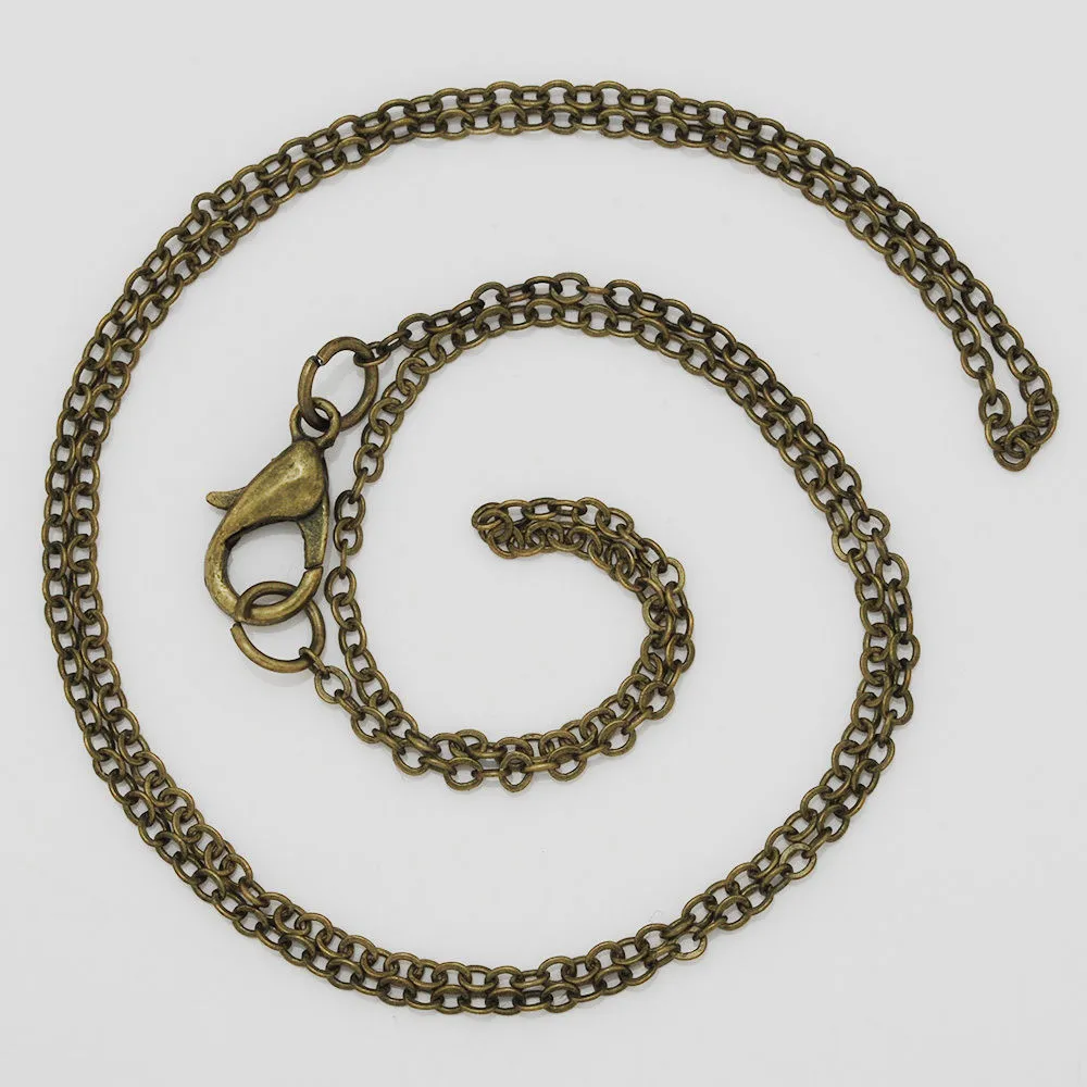 1.5mm brass Chain Necklace for Pendants Length 18 Bulk Chain with lobster clasp Craft Supplies Findings Antique Bronze 20PCS