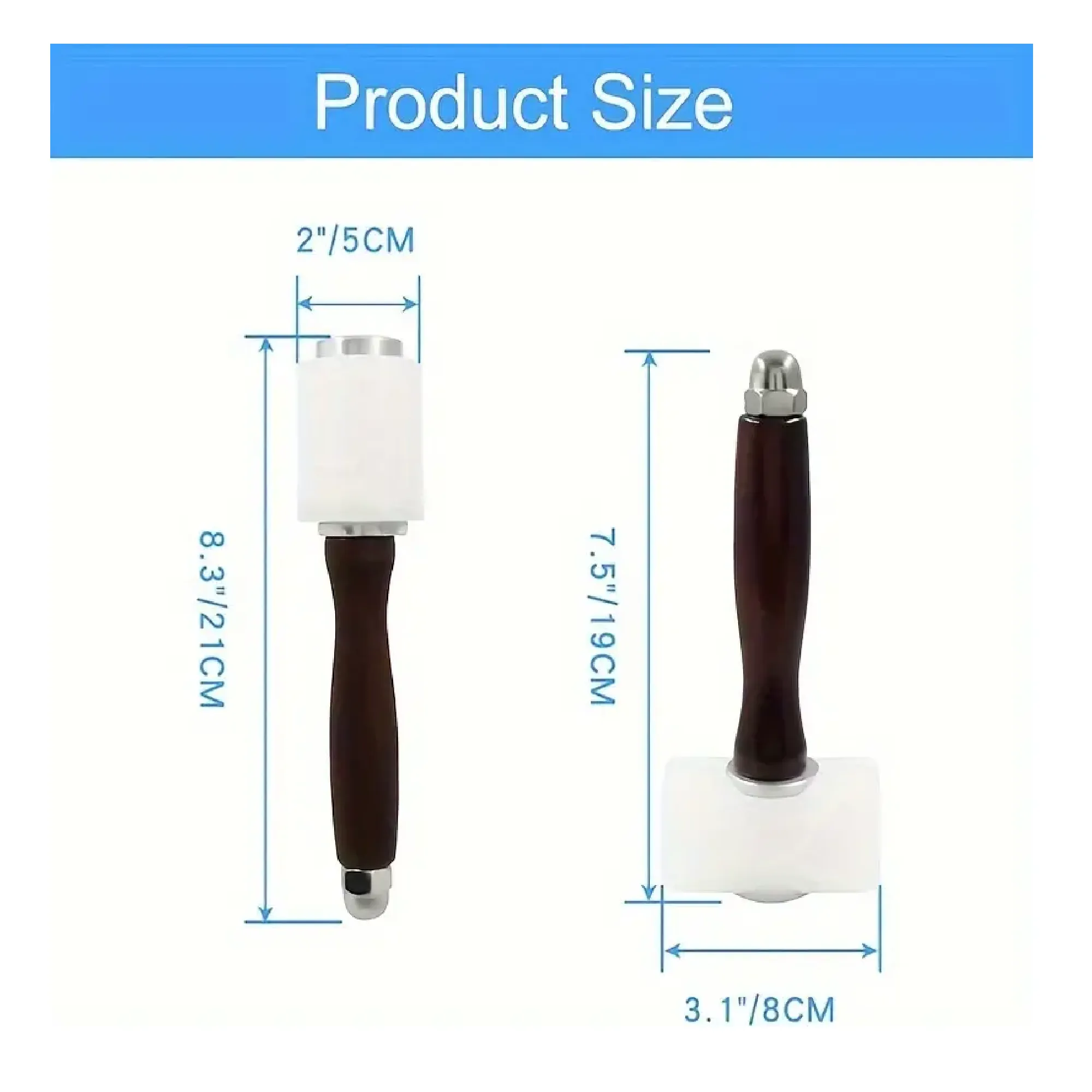1pc Leather Carving Hammer Set - 2 Nylon Wooden Handle Mallets For DIY Stamping And Sewing Leather Cowhide Tools (1 T-hammer   1 Vertical Hammer)