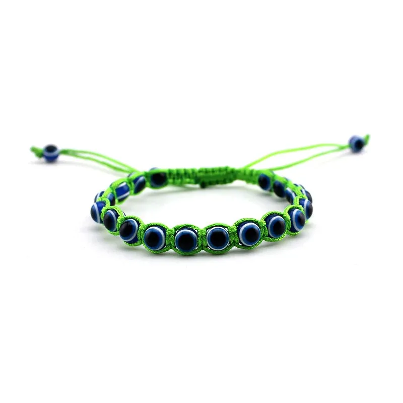 2PCS Blue Evil Eye Couple Bracelet Sets for Woman Men Charm Palm Resin Bead Rope Chain Lucky Bracelets Friendship Jewelry Gift