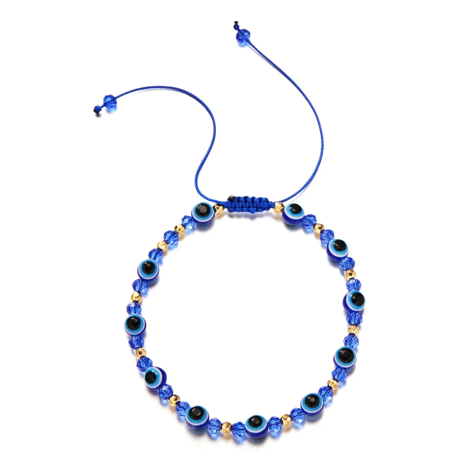 2PCS Blue Evil Eye Couple Bracelet Sets for Woman Men Charm Palm Resin Bead Rope Chain Lucky Bracelets Friendship Jewelry Gift