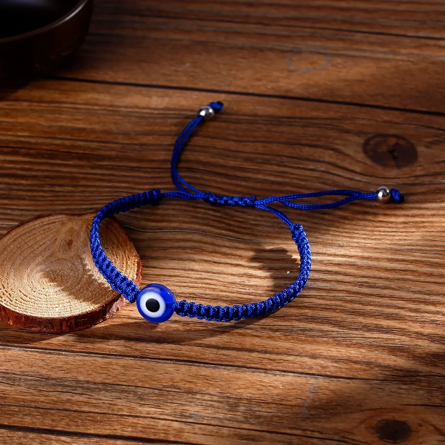 2PCS Blue Evil Eye Couple Bracelet Sets for Woman Men Charm Palm Resin Bead Rope Chain Lucky Bracelets Friendship Jewelry Gift