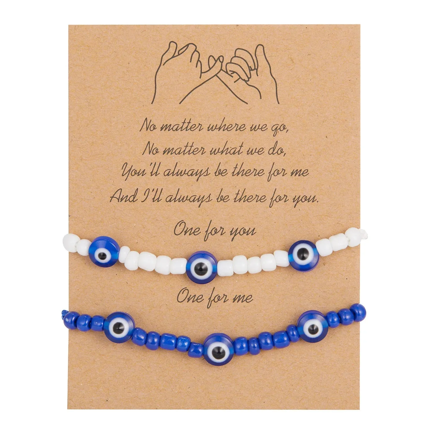 2PCS Blue Evil Eye Couple Bracelet Sets for Woman Men Charm Palm Resin Bead Rope Chain Lucky Bracelets Friendship Jewelry Gift