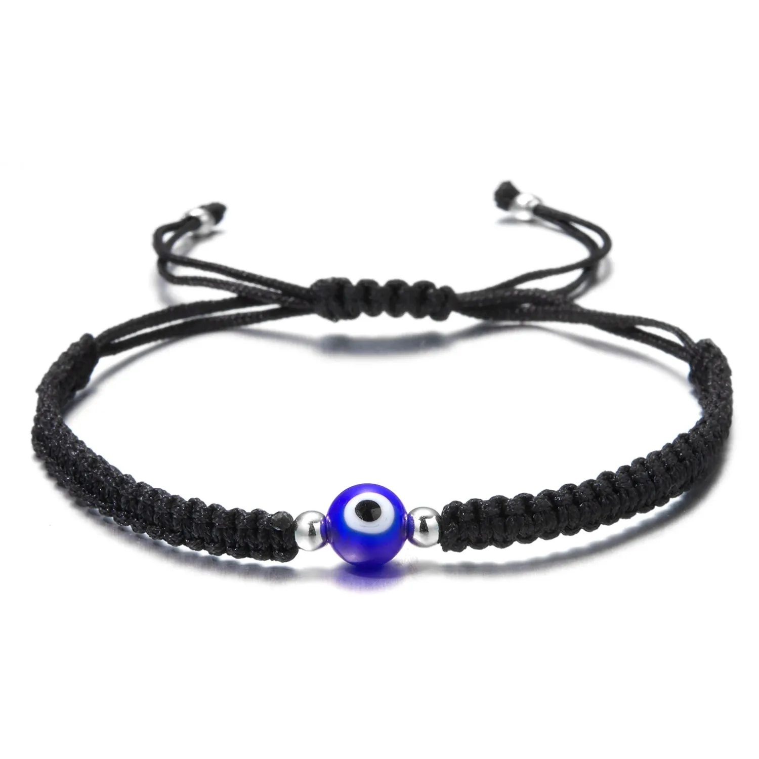 2PCS Blue Evil Eye Couple Bracelet Sets for Woman Men Charm Palm Resin Bead Rope Chain Lucky Bracelets Friendship Jewelry Gift