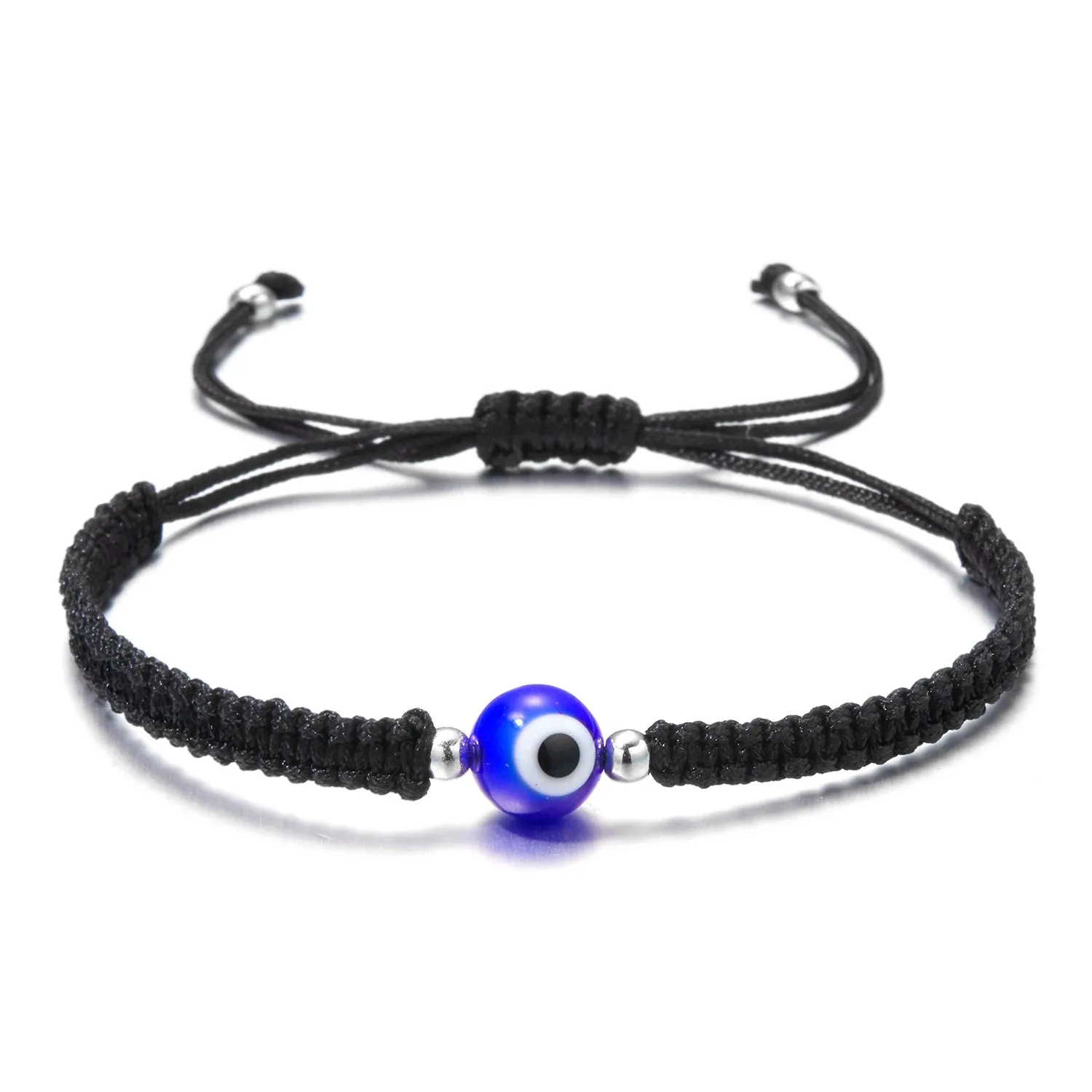 2PCS Blue Evil Eye Couple Bracelet Sets for Woman Men Charm Palm Resin Bead Rope Chain Lucky Bracelets Friendship Jewelry Gift