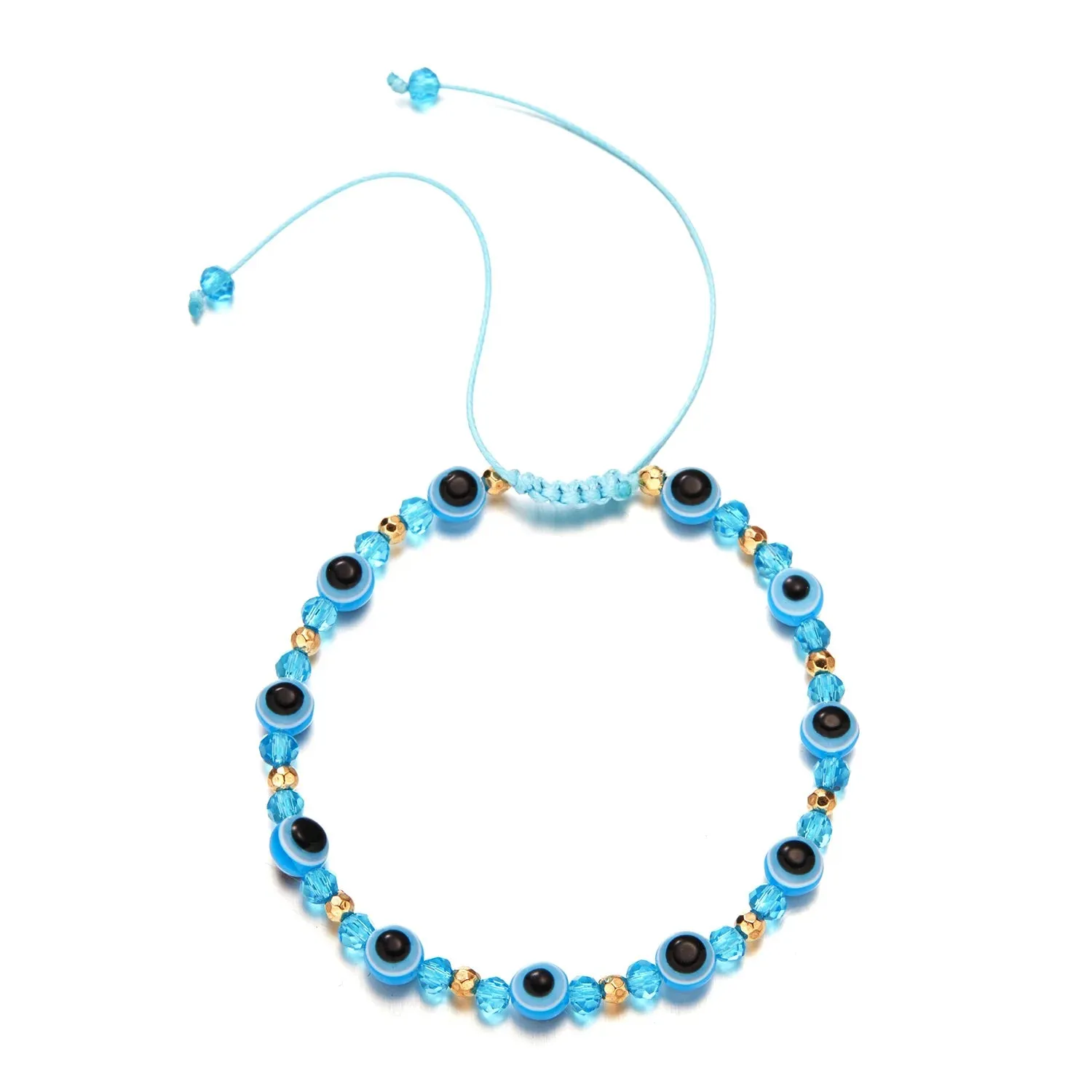 2PCS Blue Evil Eye Couple Bracelet Sets for Woman Men Charm Palm Resin Bead Rope Chain Lucky Bracelets Friendship Jewelry Gift