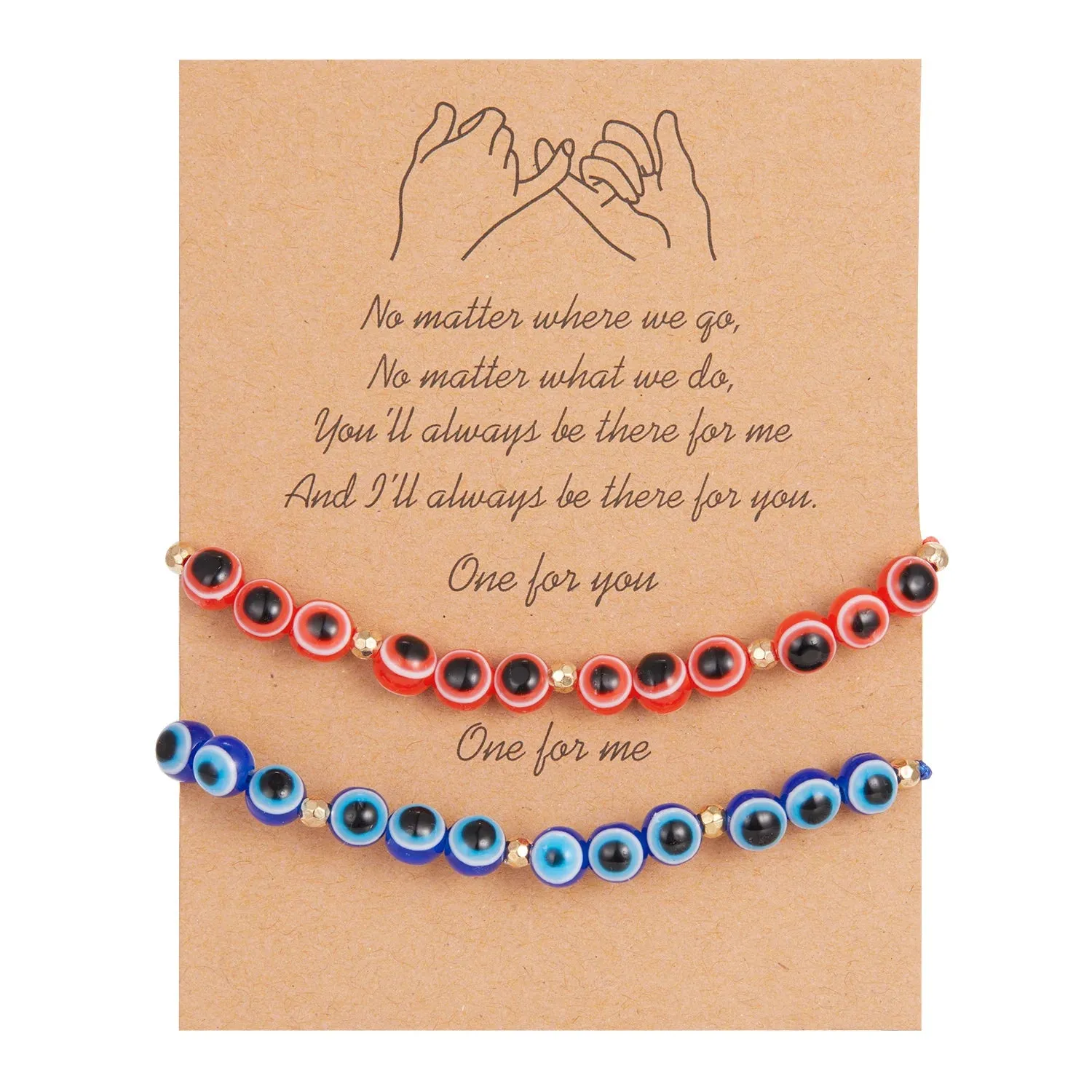 2PCS Blue Evil Eye Couple Bracelet Sets for Woman Men Charm Palm Resin Bead Rope Chain Lucky Bracelets Friendship Jewelry Gift