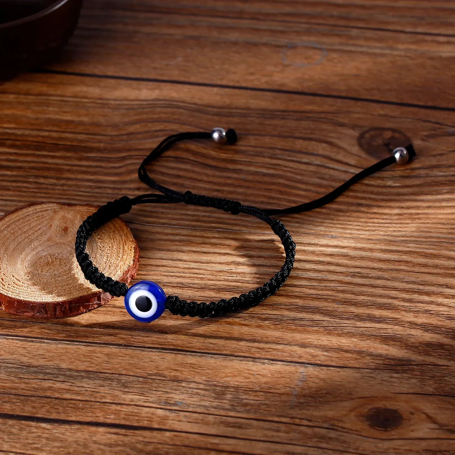 2PCS Blue Evil Eye Couple Bracelet Sets for Woman Men Charm Palm Resin Bead Rope Chain Lucky Bracelets Friendship Jewelry Gift