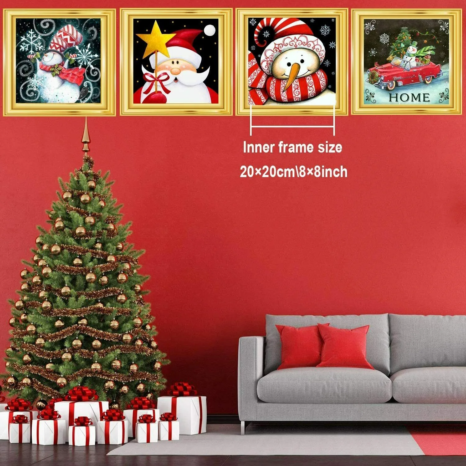 4 Packs Christmas 5D Diamond Painting Kits Full Drill Embroidery Decor Xmas Gift