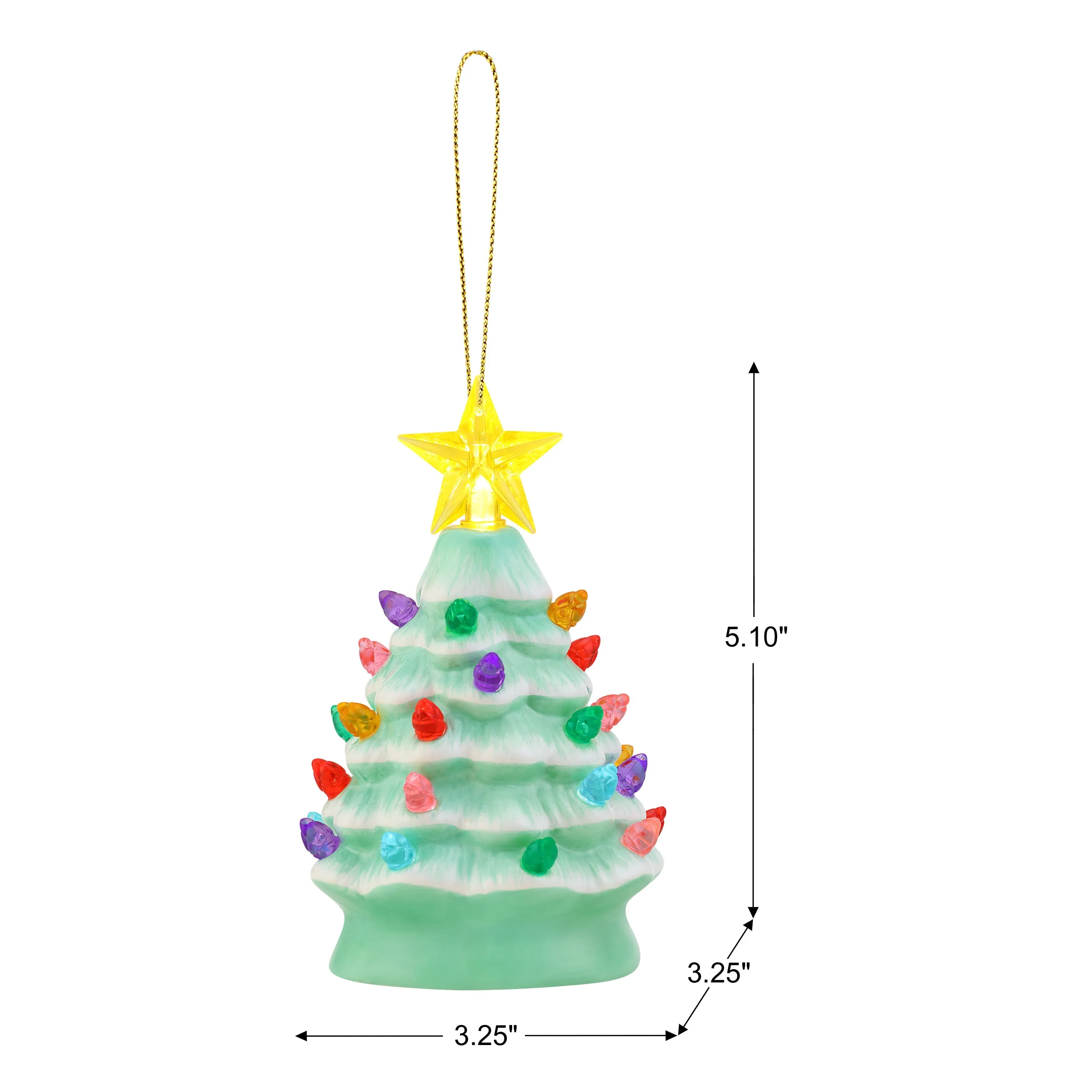 5 in. Set of 3 Nostalgic Ceramic Tree Ornaments - Seafoam