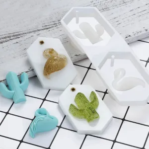 80*45*24mm Flamingo cactus silicone mold Pendant with 3mm hole Silicone molds to make charm jewelry mold craft supplies 1pcs