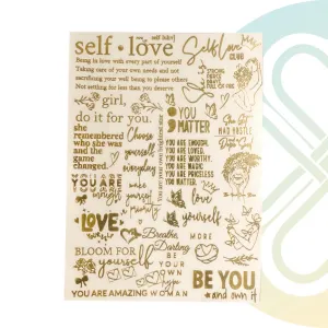 A6 Self Love Joy Art Sticker | Premium Golden Color Sticker Sheet for Resin Art & DIY Craft | Self Adhesive & Easy to Use