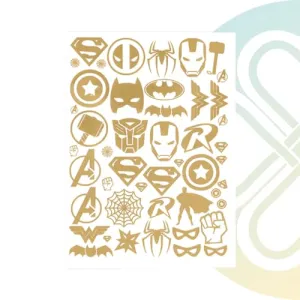 A6 Super Hero Joy Art Sticker | Premium Golden Color Sticker Sheet for Resin Art & DIY Craft | Self Adhesive & Easy to Use