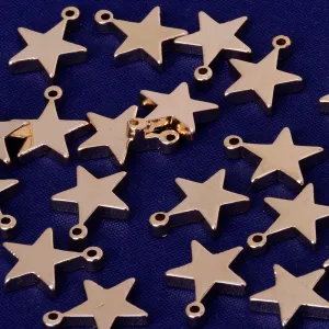 About 12.6*10.1MM tibetara Brass Star Personalized Stamping Blank Bar pendant bracelet Craft Supplies Aperture 1.2MM plated kc gold 20pcs