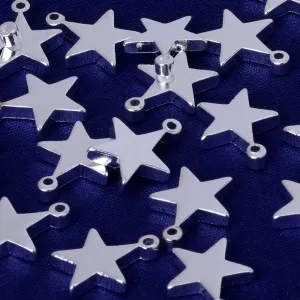 About 12.6*10.1MM tibetara Brass Star Personalized Stamping Blank Bar pendant bracelet Craft Supplies Aperture 1.2MM plated silver 20pcs