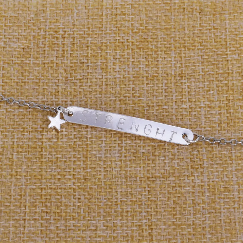 About 12.6*10.1MM tibetara Brass Star Personalized Stamping Blank Bar pendant bracelet Craft Supplies Aperture 1.2MM plated silver 20pcs