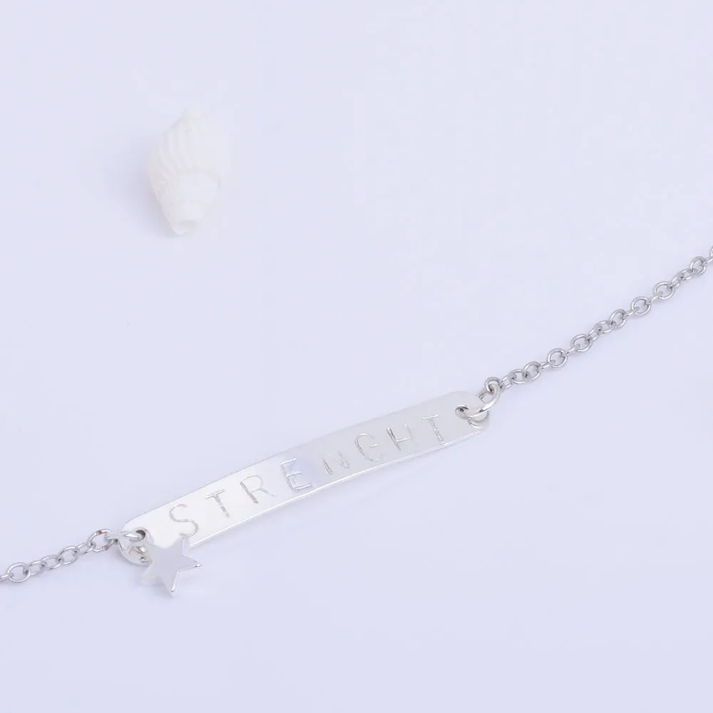About 12.6*10.1MM tibetara Brass Star Personalized Stamping Blank Bar pendant bracelet Craft Supplies Aperture 1.2MM plated silver 20pcs