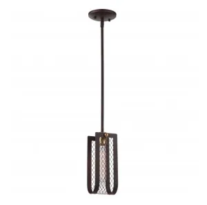 Bandit Patina Bronze with Vintage Brass Accents Mini Pendant Light