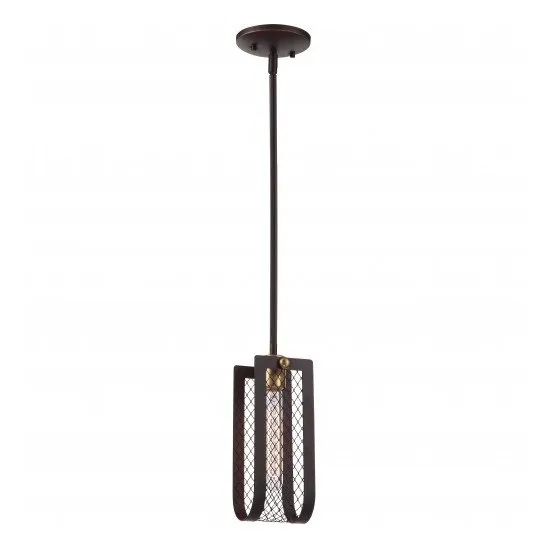 Bandit Patina Bronze with Vintage Brass Accents Mini Pendant Light