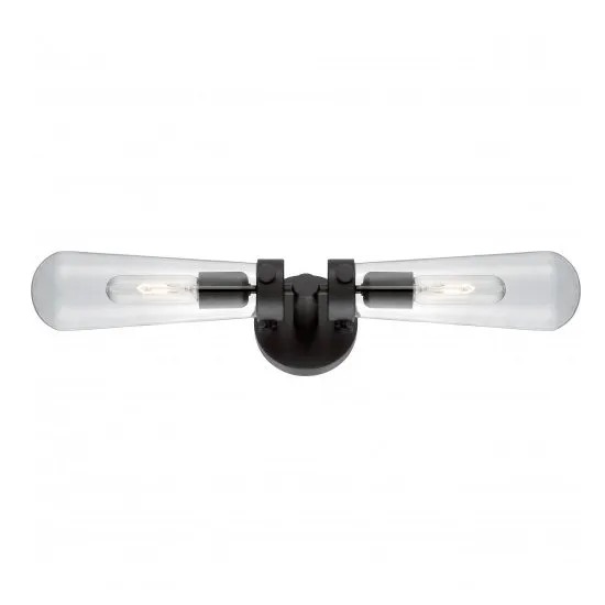 Beaker 2-Lights Sconce - Aged Bronze Finish with Clear Glass Shade