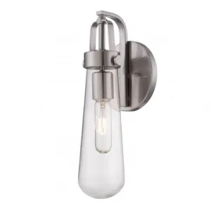 Beaker Wall Sconce in Brushed Nickel Finish with Clear Glass Shade