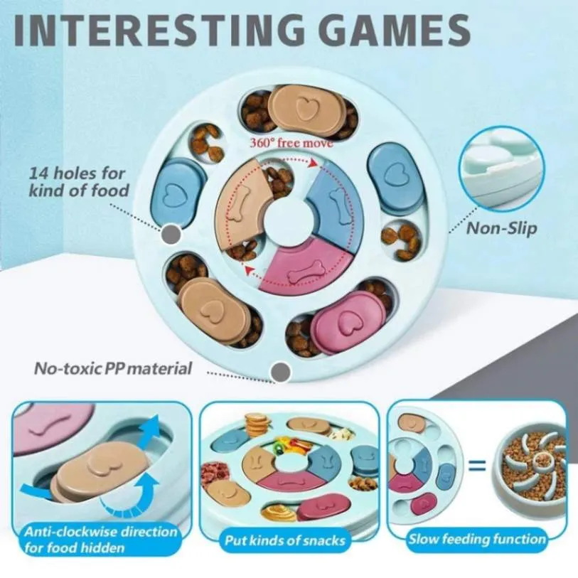 Boost Your Pup's IQ: Interactive Turntable Dog Puzzle Toys!