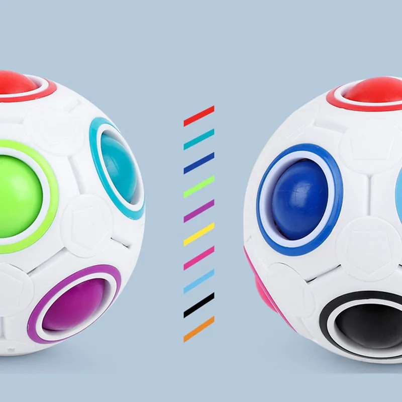 Children Rainbow Ball Cube 12 Holes Decompressed Intelligence Toys Press Fun Magic Ball Adults Puzzle Magic Pressing Toys
