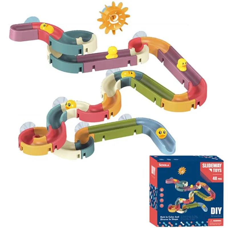 Children's Bathroom DIY Assembling Orbital Ball-slip Sliding Play Water Toy