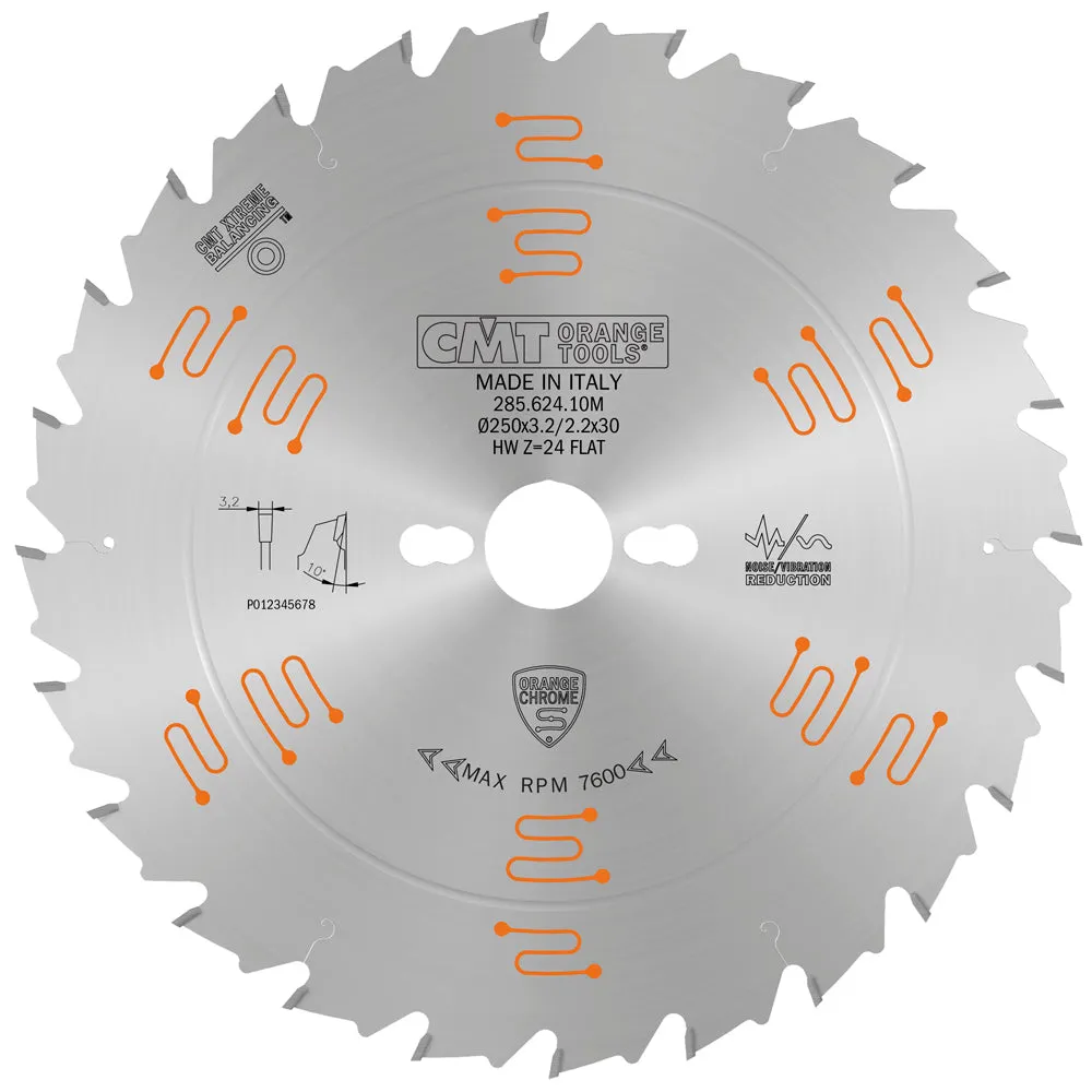 CMT Orange Tools 285.624.10M RIPPING 250x0.126”/0.087”x30mm  T=24 FLAT