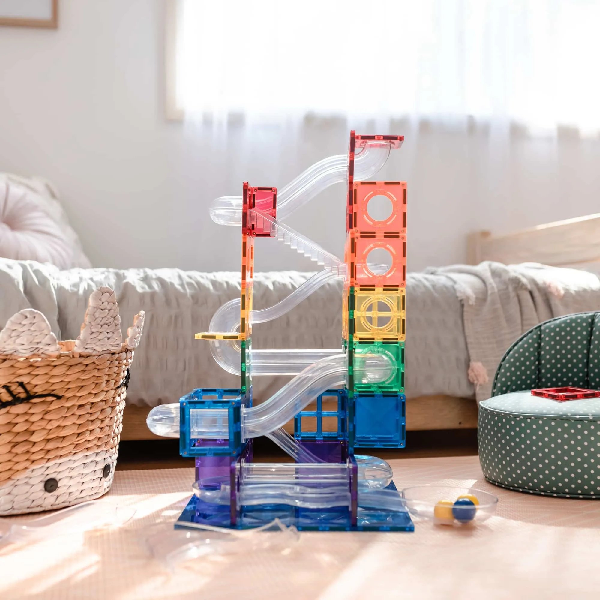 Connetix Magnetic Tiles 92 Piece Ball Run Pack