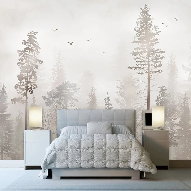 Custom Mural Wallpaper Nostalgic Forest Birds (㎡)