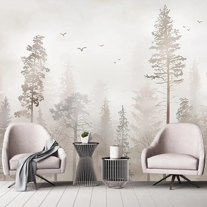 Custom Mural Wallpaper Nostalgic Forest Birds (㎡)
