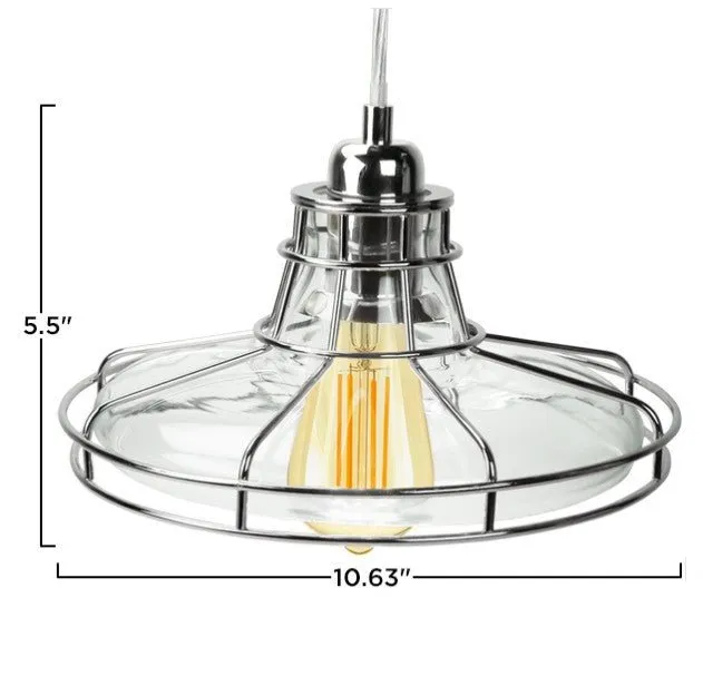 Edison Pendant Lamp with Chrome Metro Style Cage and Clear Glass
