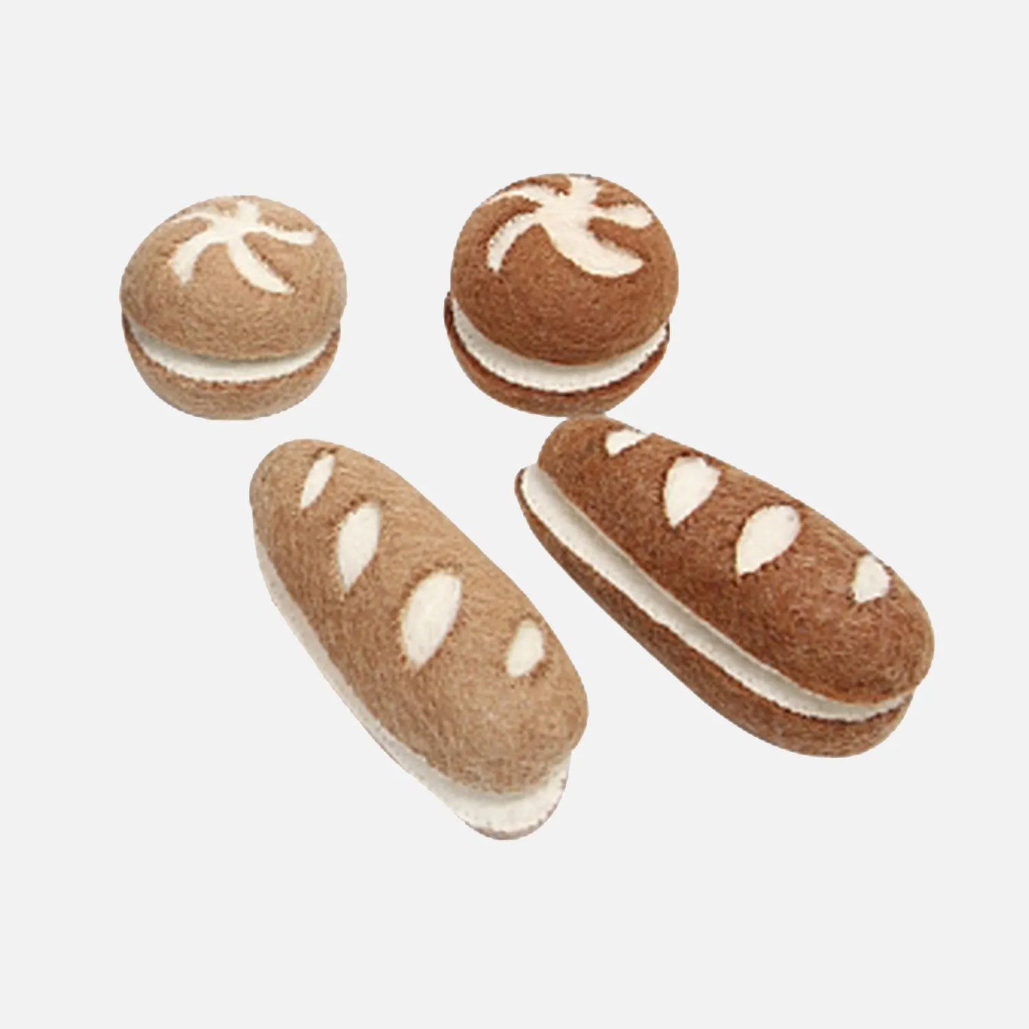 Felted Wool Halved Baguettes & Rolls - Set of 8