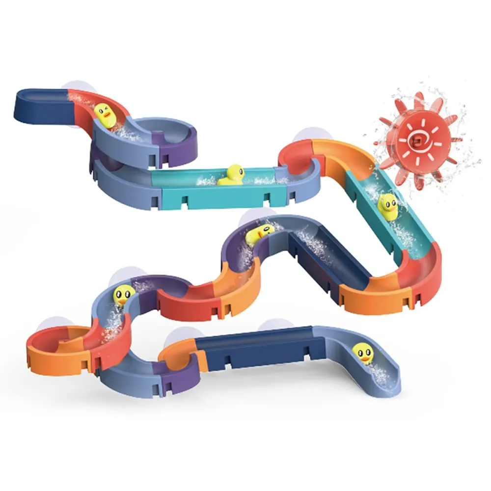 FiZZLeS Slidey 66 piece bath toy slide, Large Slide Construction Bath Toys for boys and girls