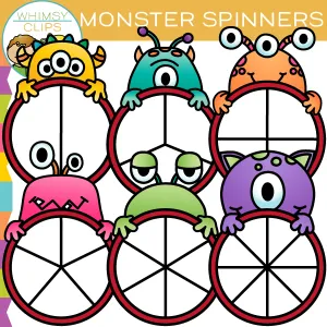 Fun and Colorful Monster Spinners Clip Art