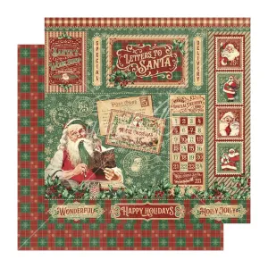 Graphic 45 Letters to Santa Double-Sided Cardstock 12"x 12" - Letters To Santa
