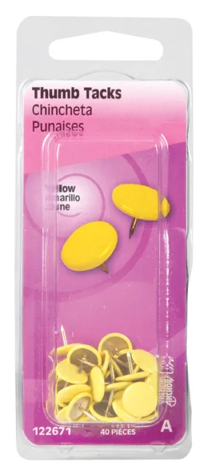 Hillman 0.375 in. L Yellow Steel Thumb Tacks 40 pk