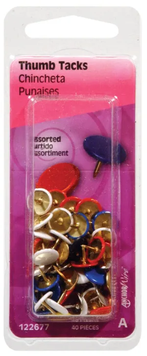 Hillman Assorted Push Pins 40 pk