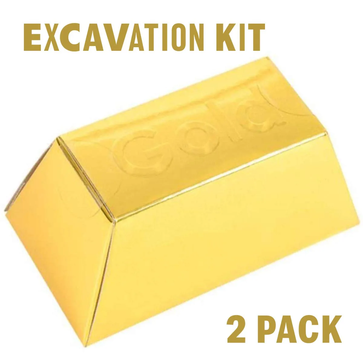 Kicko Excavation Kit - Gold Brick Dig Out - 8.25 Inch Gold Mining Set - Science