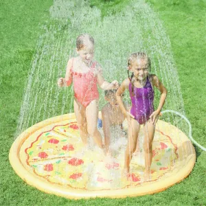 Kids PVC Lawn Sprinkler Play Mat 170x170cm Pizza Donuts Water Splash Playing Pad