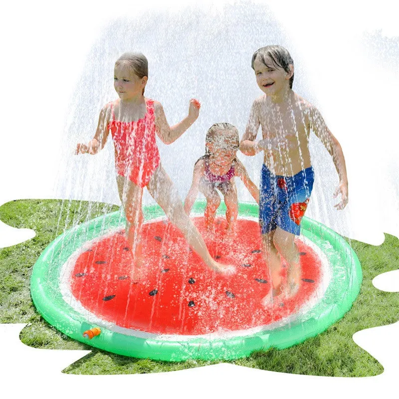 Kids PVC Lawn Sprinkler Play Mat 170x170cm Pizza Donuts Water Splash Playing Pad