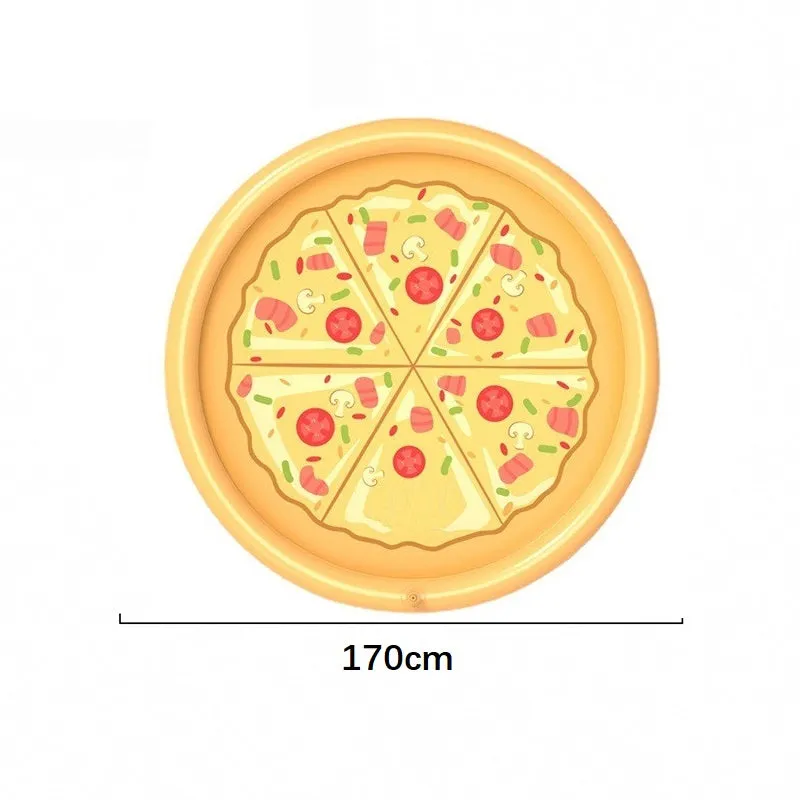 Kids PVC Lawn Sprinkler Play Mat 170x170cm Pizza Donuts Water Splash Playing Pad