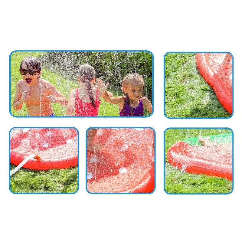 Kids PVC Lawn Sprinkler Play Mat 170x170cm Pizza Donuts Water Splash Playing Pad