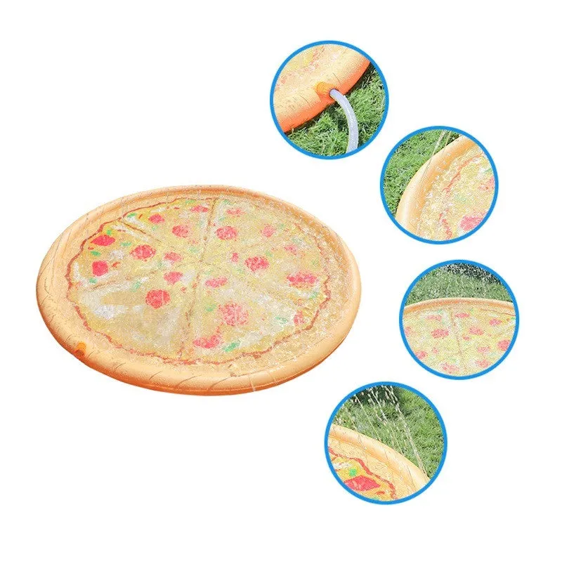 Kids PVC Lawn Sprinkler Play Mat 170x170cm Pizza Donuts Water Splash Playing Pad