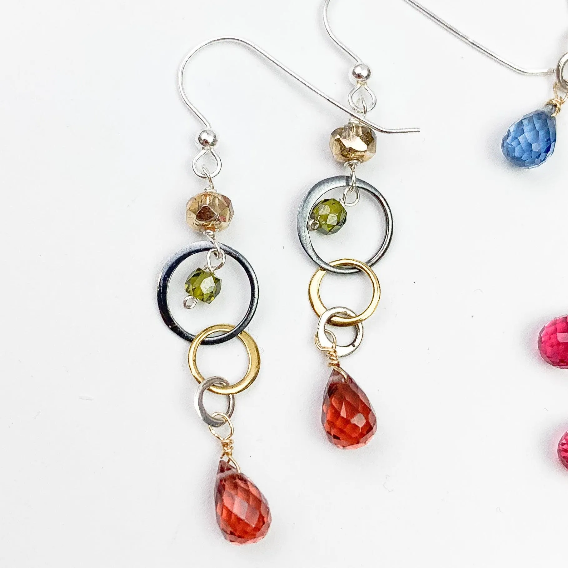 Mixed Metal Fun Everyday Colorful Drop Earrings