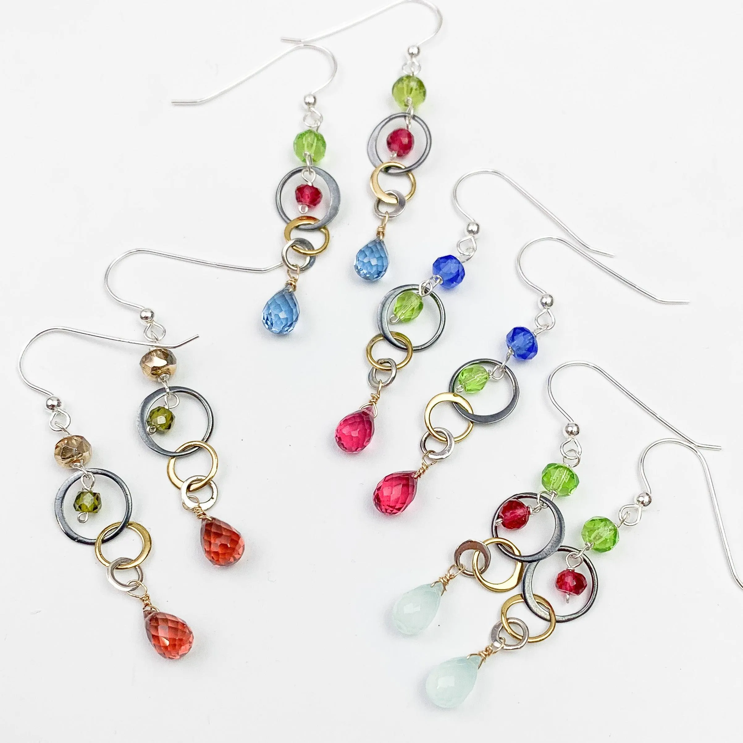 Mixed Metal Fun Everyday Colorful Drop Earrings