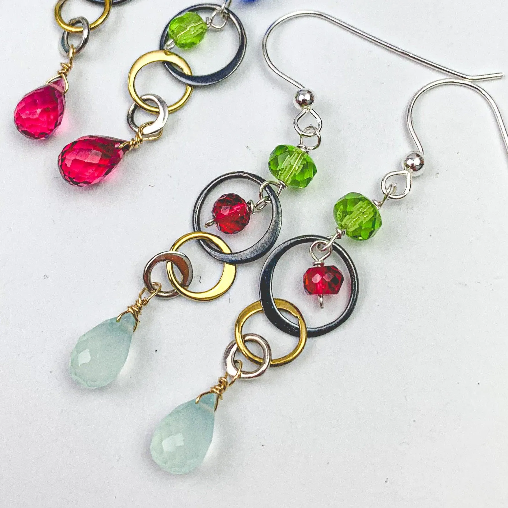 Mixed Metal Fun Everyday Colorful Drop Earrings