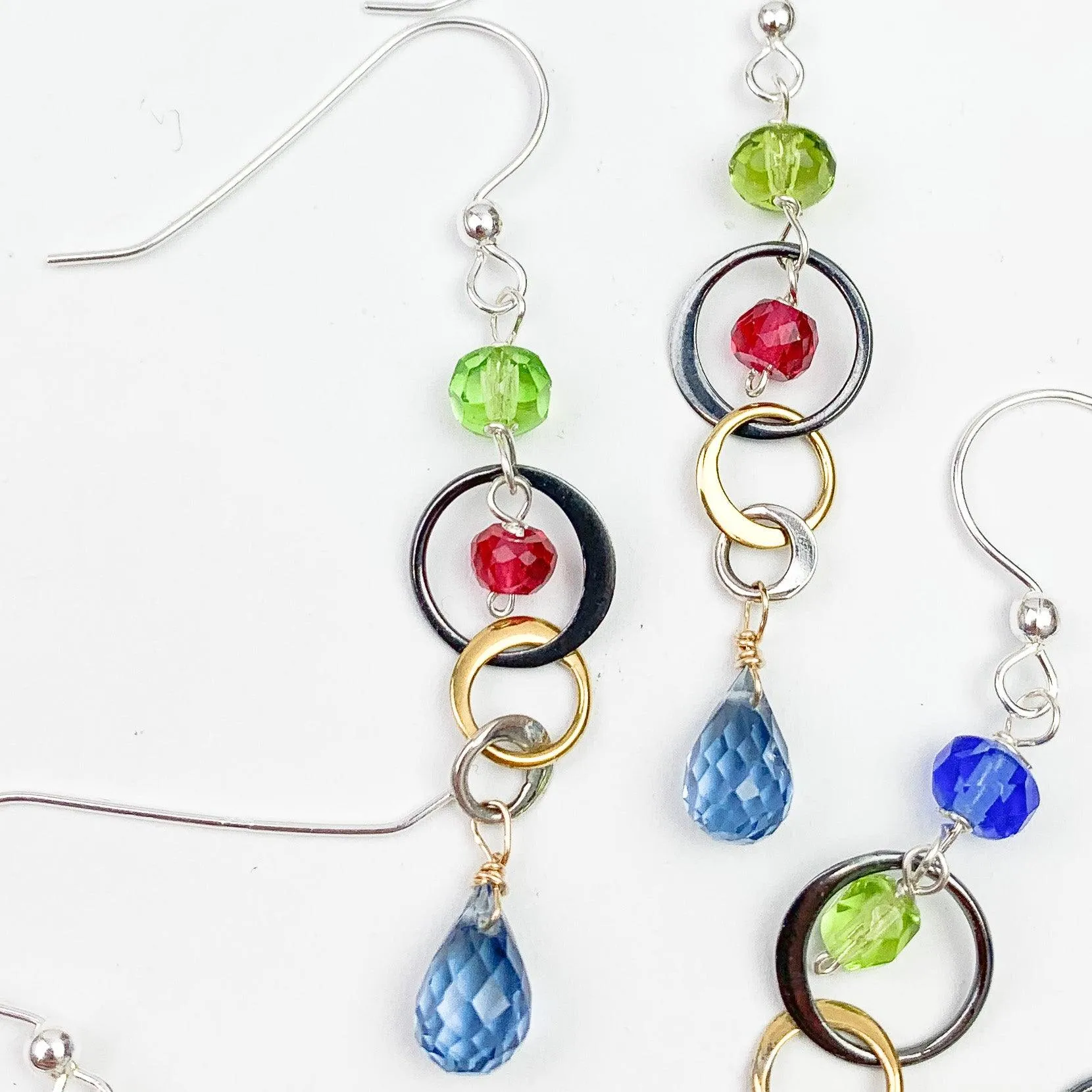 Mixed Metal Fun Everyday Colorful Drop Earrings