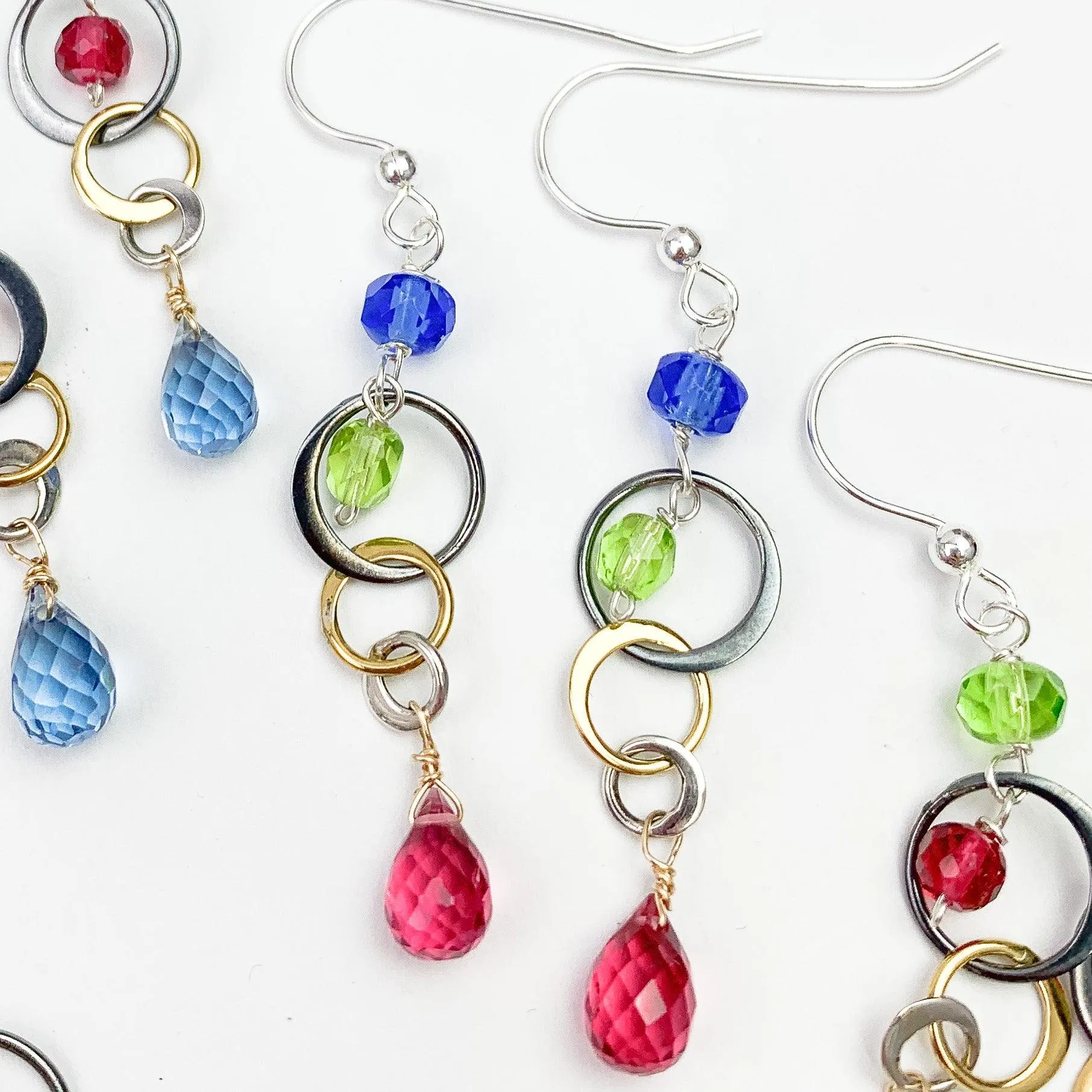 Mixed Metal Fun Everyday Colorful Drop Earrings