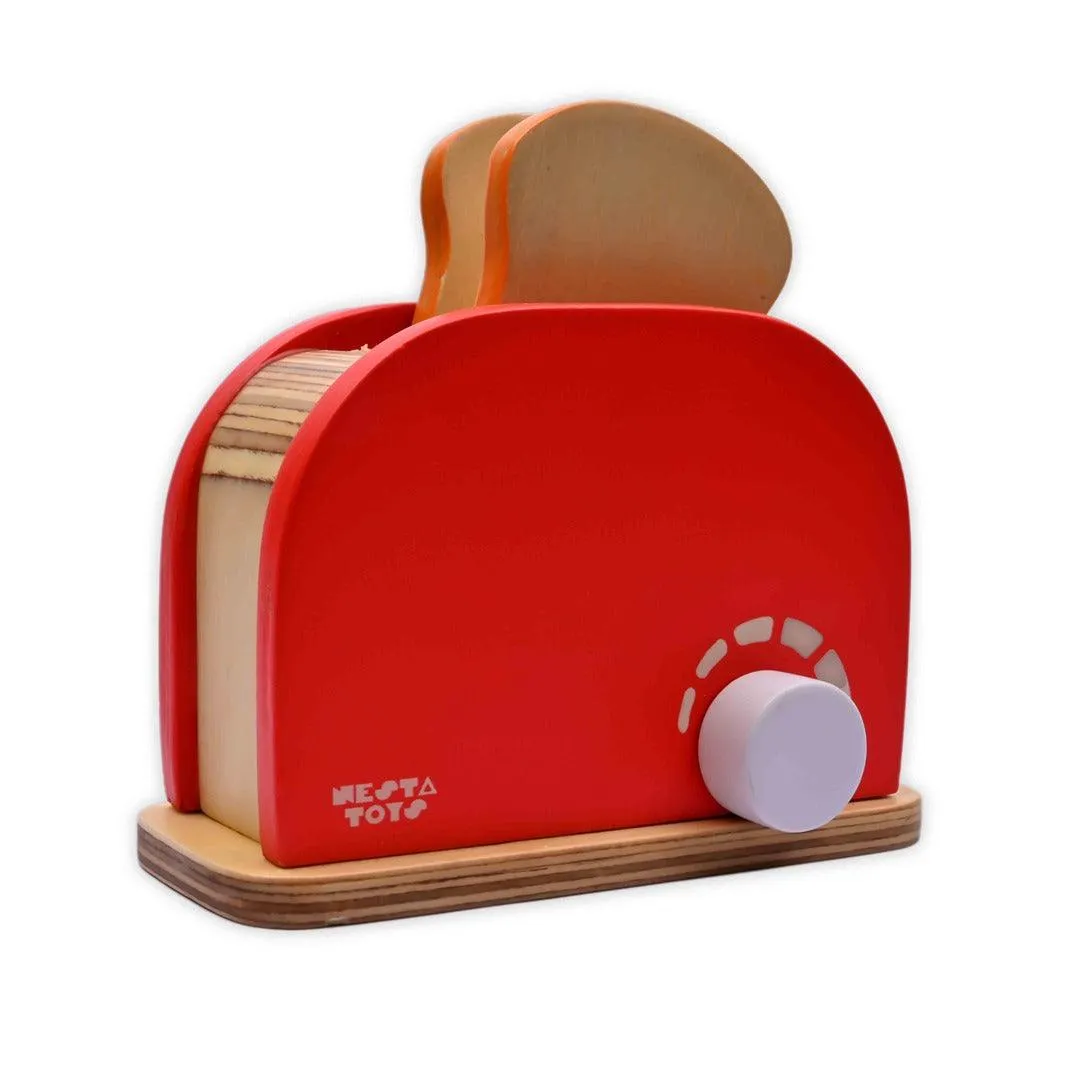Nesta Toys Wooden Bread Pop-up Toaster - Kitchen Cooking Toy for Ages 3 